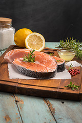 Image showing Raw salmon steak