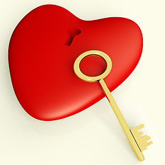 Image showing Heart With Key Showing Love Romance And Valentines