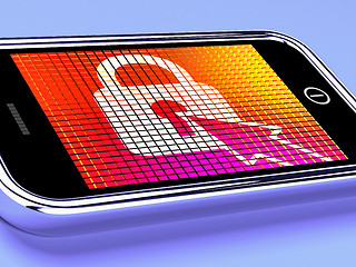Image showing Locked Padlock Mobile Screen Shows Access Protected