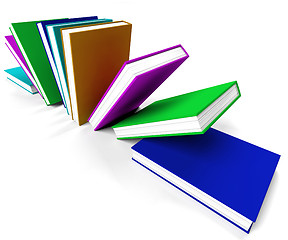 Image showing Colorful Books On A Shelf Shows Learning Or Education