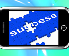 Image showing Success On Smartphone Shows Successful Solutions