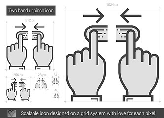 Image showing Two hand unpinch line icon.