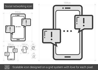 Image showing Social networking line icon.