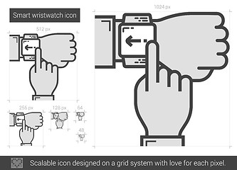 Image showing Smart wristwatch line icon.