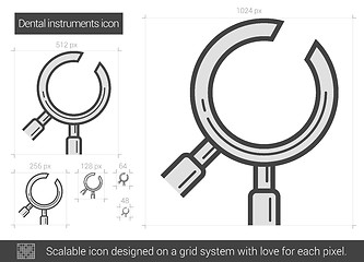 Image showing Dental instruments line icon.