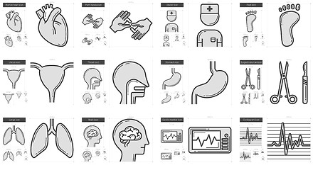 Image showing Medicine line icon set.