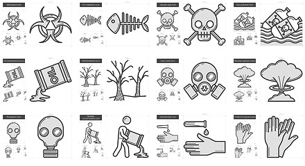 Image showing Ecology biohazard line icon set.