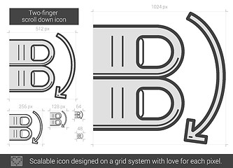 Image showing Two-finger scroll down line icon.