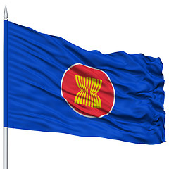 Image showing ASEAN Flag on Flagpole