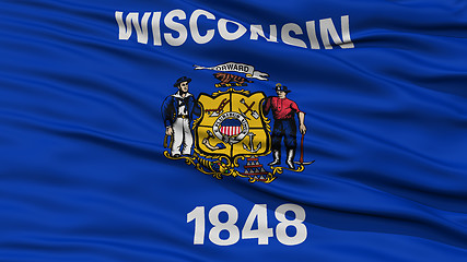 Image showing Closeup Wisconsin Flag, USA state