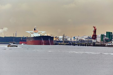 Image showing Oil Tanker in Dock