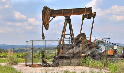 Image showing Oil well on a landscape