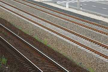 Image showing Railway tracks closeup