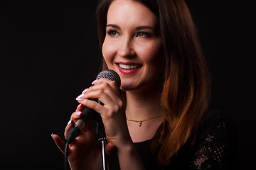 Image showing Brunette on background of smoke