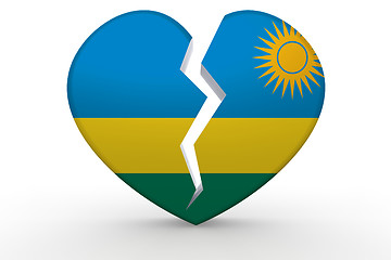 Image showing Broken white heart shape with Rwanda flag