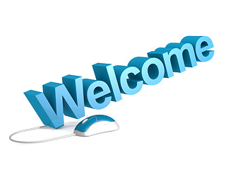 Image showing Welcome word with blue mouse