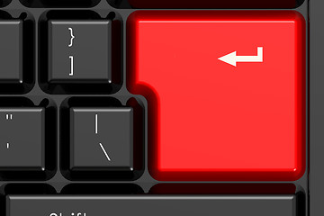 Image showing Red enter key on black keyboard