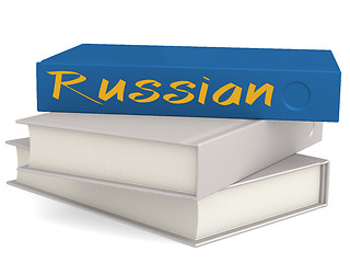 Image showing Hard cover blue books with Russian word