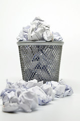 Image showing Garbage bin with paper waste