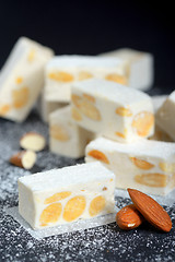 Image showing White nougat with almonds