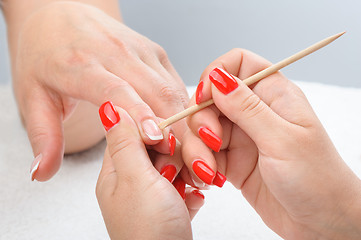 Image showing Cuticles care with cuticle pusher