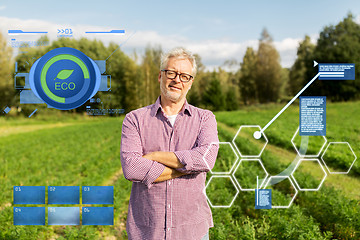 Image showing happy senior man at farm