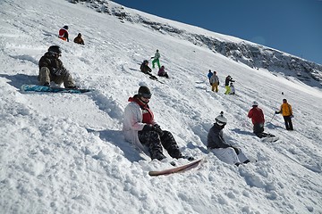 Image showing Skiing slopes in sunshine