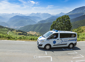 Image showing The Official Ambulance on Col d'Aspin - Tour de France 2015