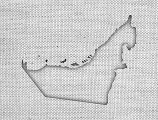 Image showing Map of United Arab Emirates on old linen