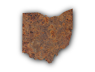 Image showing Map of Ohio on rusty metal