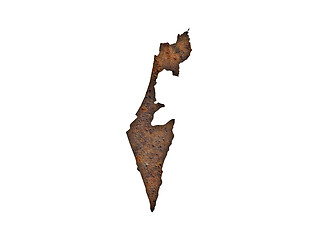 Image showing Map of Israel on rusty metal