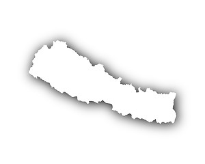 Image showing Map of Nepal with shadow