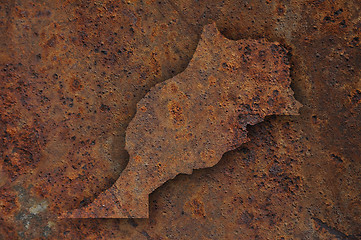 Image showing Map of Morocco on rusty metal