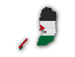 Image showing Map and flag of Palestine on old linen