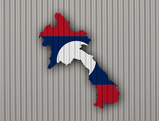 Image showing Map and flag of Laos on corrugated iron