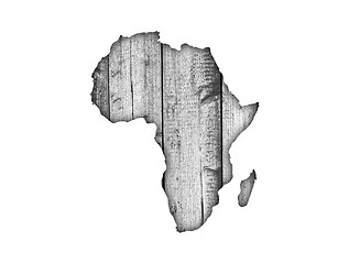 Image showing Map of Africa on weathered wood