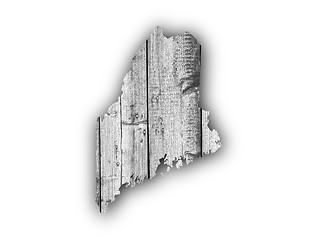 Image showing Map of Maine on weathered wood