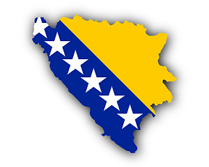 Image showing Map and flag of Bosnia and Herzegovina