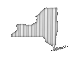 Image showing Map of New York on corrugated iron