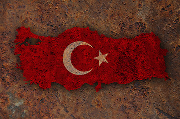 Image showing Map and flag of Turkey on rusty metal