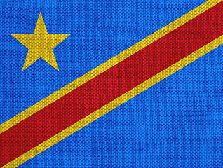 Image showing Flag of Democratic Republic of the Congo on old linen