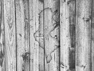 Image showing Map of Tunisia on weathered wood