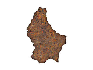 Image showing Map of Luxembourg on rusty metal