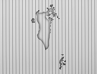 Image showing Map of Bahrain on corrugated iron