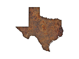 Image showing Map of Texas on rusty metal