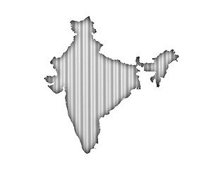 Image showing Map of India on corrugated iron