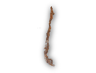 Image showing Map of Chile on rusty metal