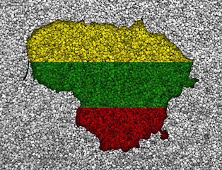 Image showing Map and flag of Lithuania on poppy seeds