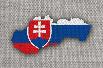 Image showing Map and flag of Slovakia on old linen