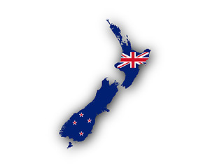 Image showing Map and flag of New Zealand